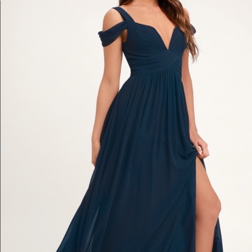 Ocean of elegance navy blue maxi dress XS Lulus